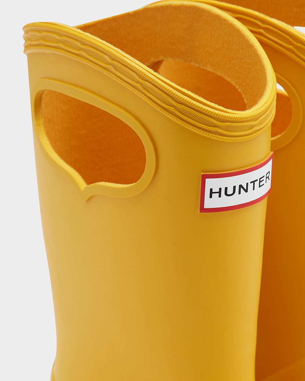 Hunter Original First Classic Grab Handle Rain Boots - On Sale Kids Yellow - HWRTDY490